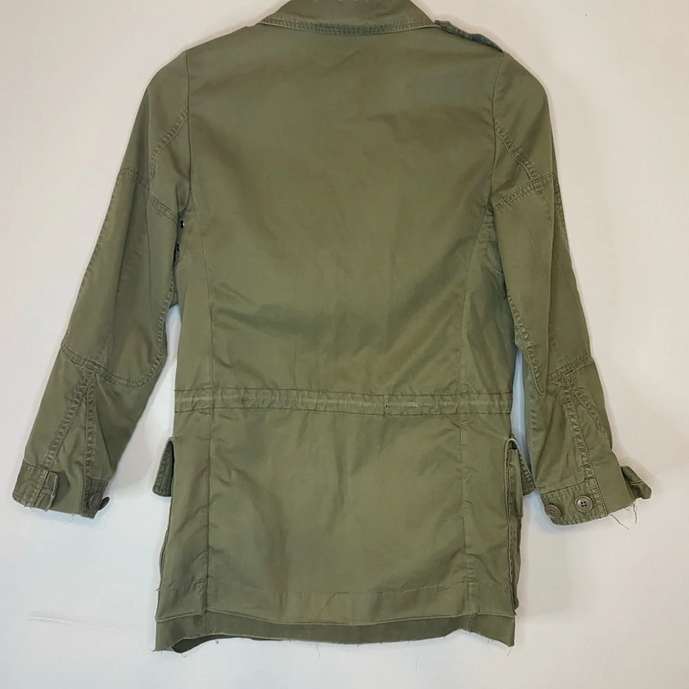 J Crew Classic Twill Chino Olive Green Military Style Jacket Punk Grunge Size 0 - Picture 4 of 15